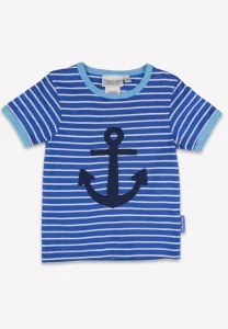 Organic Blue Anchor Applique Short Sleeved T-Shirt