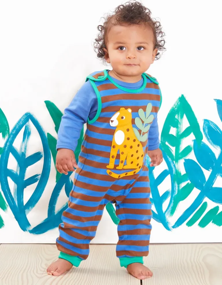 Organic Blue Basic Long-Sleeved Baby Bodysuit