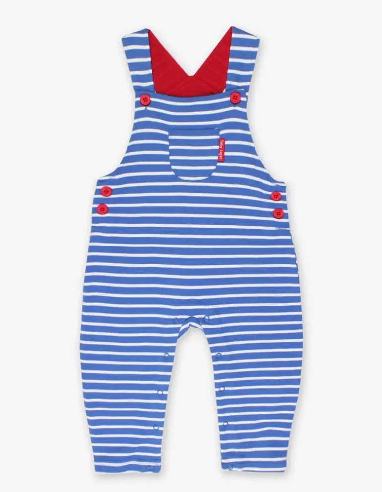 Organic Blue Breton Stripe Dungarees