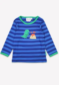 Organic Blue Tonal Dinosaur Applique T-Shirt