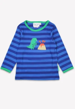 Organic Blue Tonal Dinosaur Applique T-Shirt