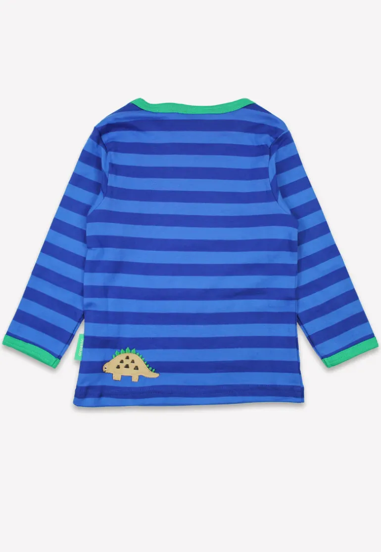 Organic Blue Tonal Dinosaur Applique T-Shirt