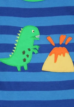 Organic Blue Tonal Dinosaur Applique T-Shirt