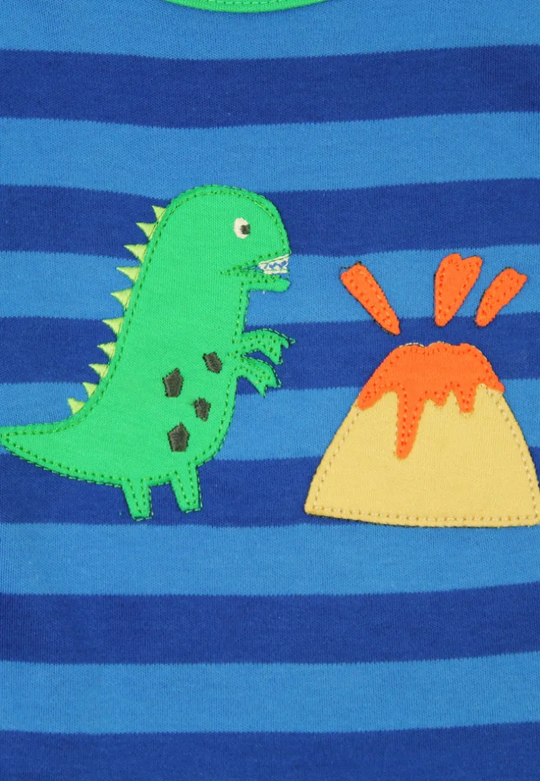 Organic Blue Tonal Dinosaur Applique T-Shirt