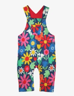 Organic Bold Floral Print Dungarees