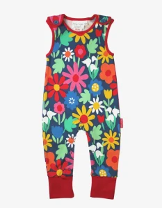 Organic Bold Floral Print Slungarees