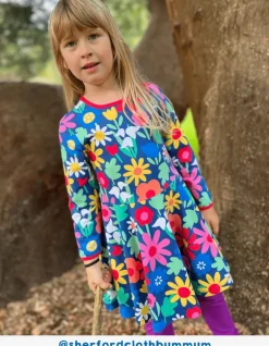 Organic Bold Floral Print Skater Dress