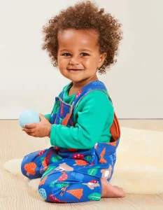 Organic Camping Bear Print Dungarees
