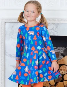 Organic Camping Bear Print Skater Dress