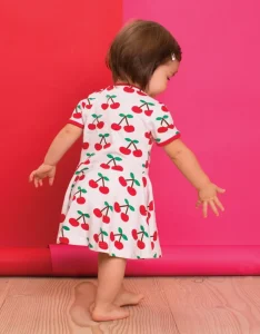 Organic Cherry Print Skater Dress