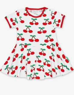 Organic Cherry Print Skater Dress