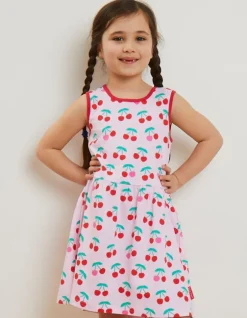 Organic Cherry Print Summer Dress