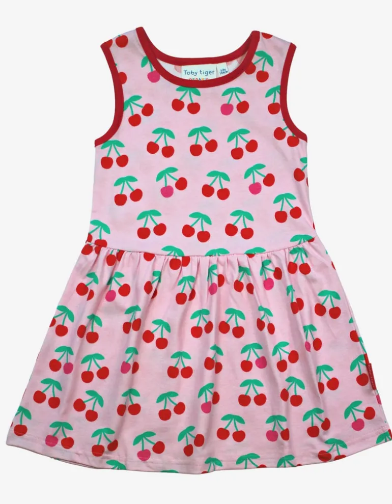 Organic Cherry Print Summer Dress