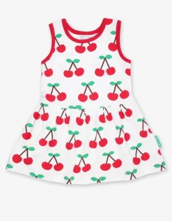 Organic Cherry Print Summer Dress