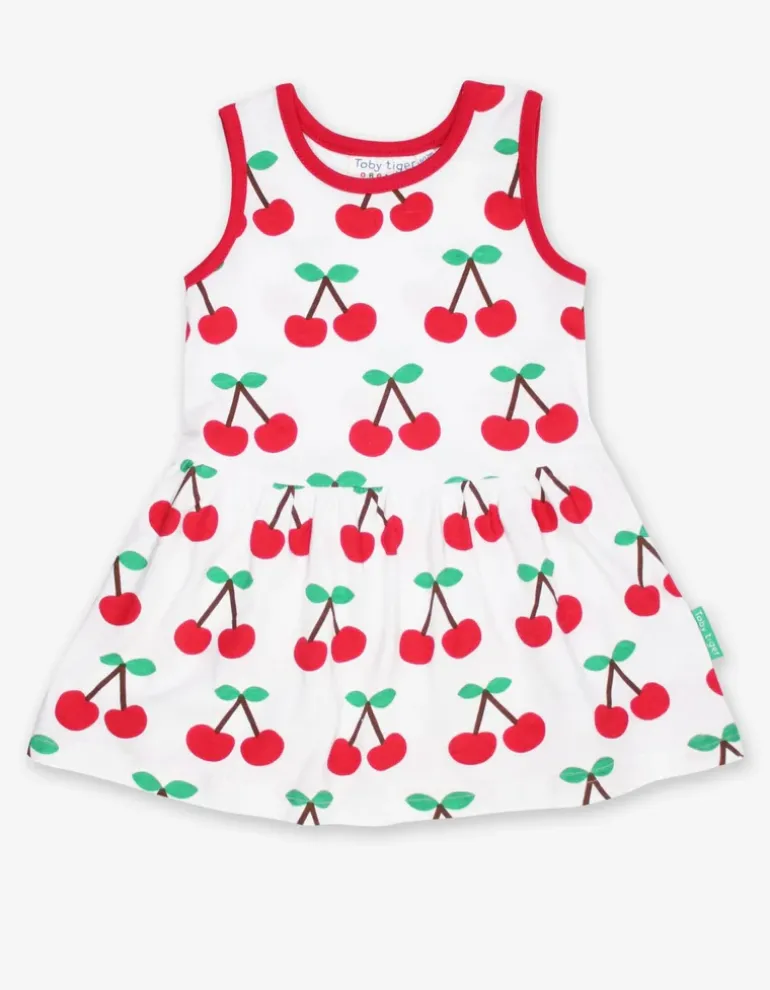 Organic Cherry Print Summer Dress