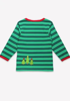 Organic Christmas Bear Applique Long-Sleeved T-Shirt