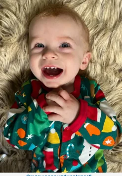 Organic Christmas Bear Print Baby Gift Set