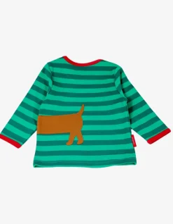 Organic Christmas Dog Applique Long-Sleeved T-Shirt