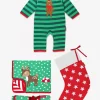 Organic Christmas Stocking Baby Bundle - Red & Green
