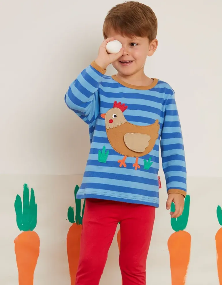 Organic Clucky Chicken Applique T-Shirt