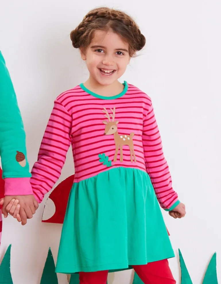 Organic Fawn Applique Twirl Dress
