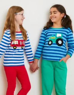 Organic Fire Engine Applique Long-Sleeved T-Shirt