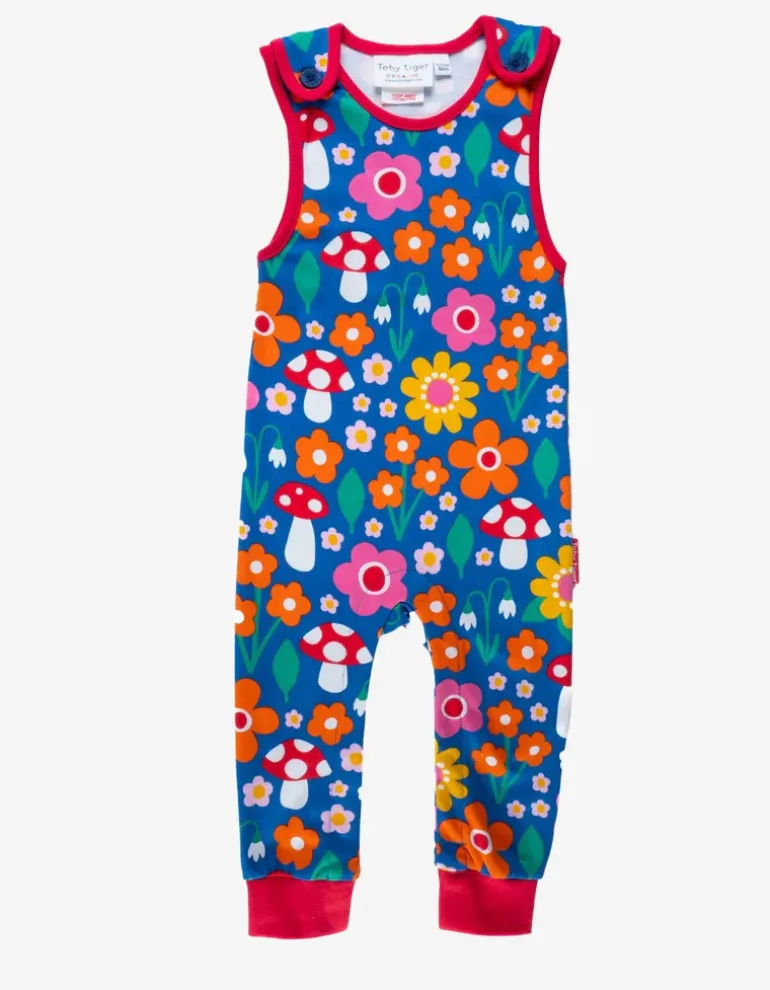 Organic Floral Mushroom Print Slungarees