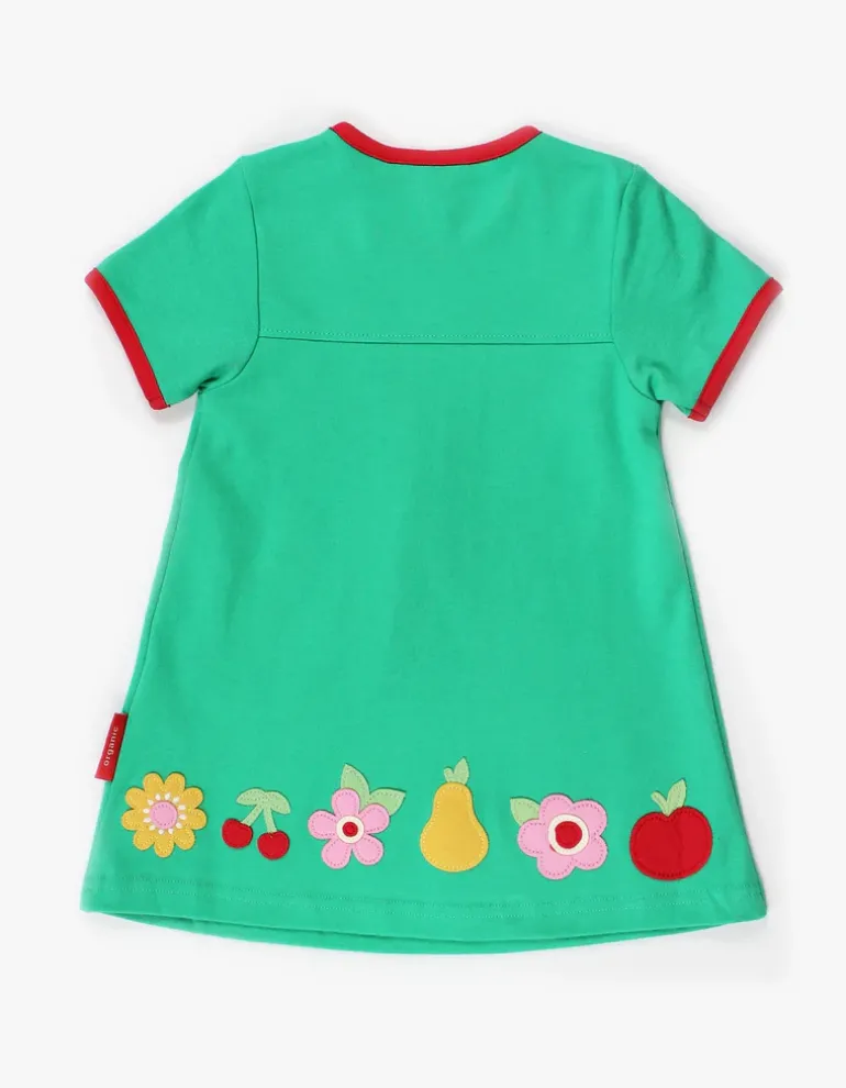 Organic Fruit Flower Applique T-Shirt Dress