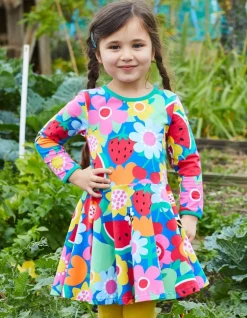 Organic Fruit Flower Print Skater Dress
