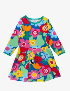Organic Fruit Flower Print Skater Dress