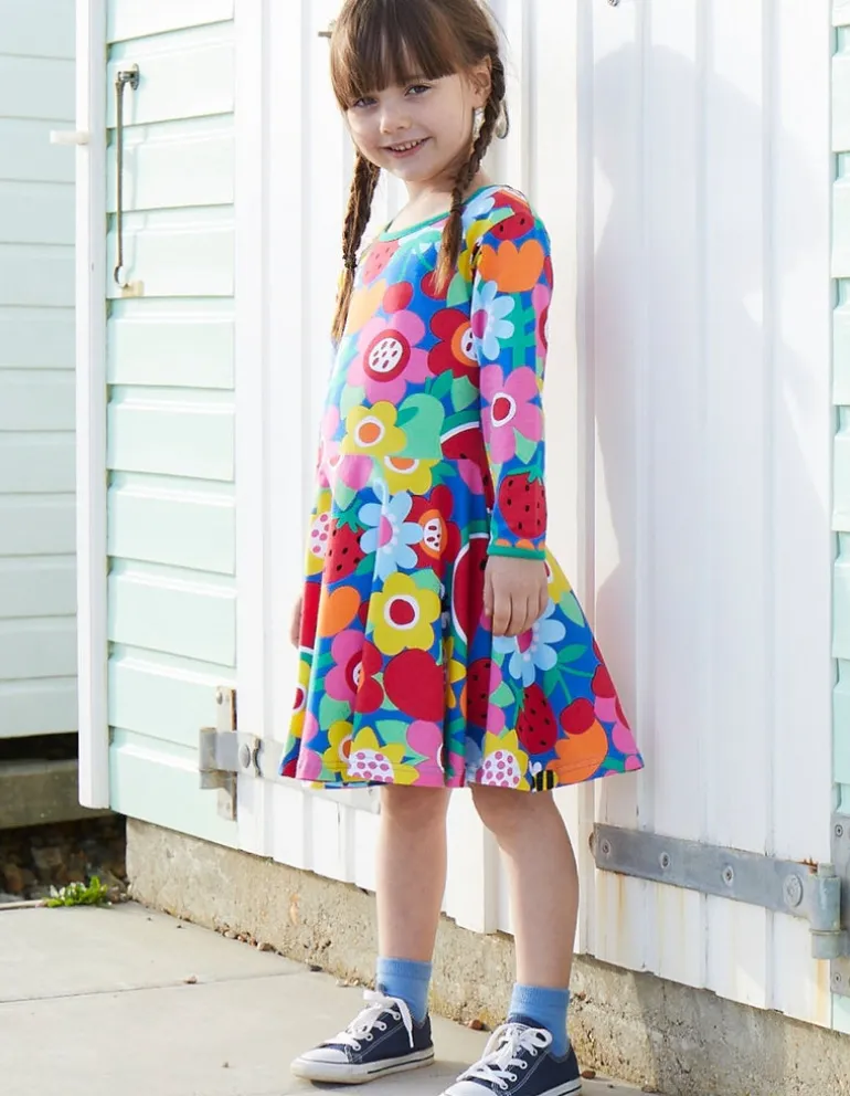 Organic Fruit Flower Print Skater Dress
