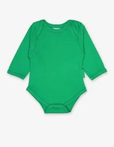 Organic Green Basic Long-Sleeved Baby Bodysuit