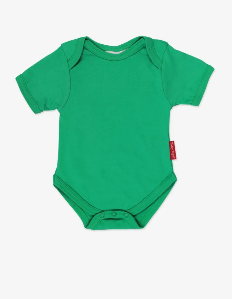 Organic Green Basic Short-Sleeved Baby Bodysuit