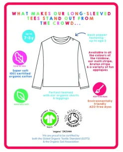 Organic Green Kitten Applique Long-Sleeved T-Shirt