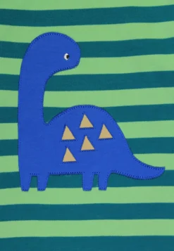 Organic Green Tonal Dinosaur Applique Long-Sleeved T-Shirt