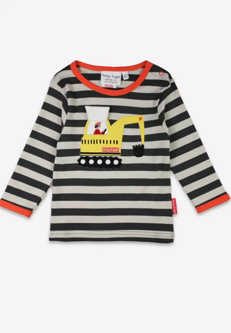Organic Grey Digger Applique Long-Sleeved T-shirt