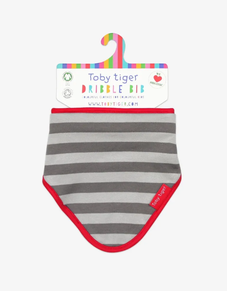 Organic Grey Stripe Dribble Bib
