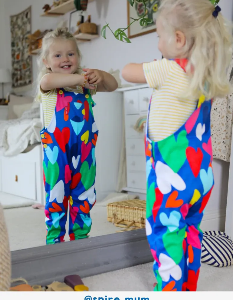 Organic Heart Print Dungarees