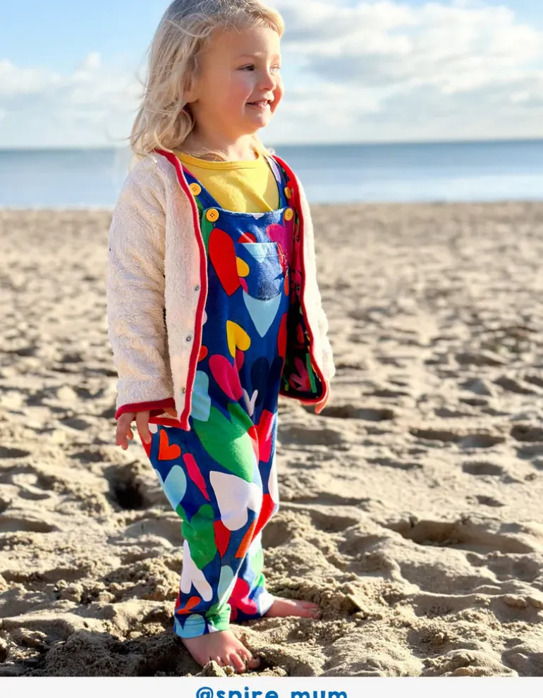 Organic Heart Print Dungarees