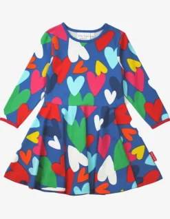 Organic Heart Print Long-Sleeved Skater Dress