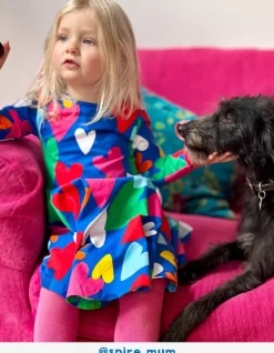 Organic Heart Print Long-Sleeved Skater Dress