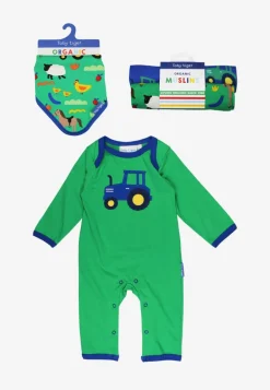 Organic Hillside Tractor Applique Baby Bundle