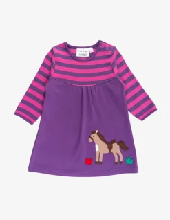Organic Horse Applique Long-Sleeved Dress