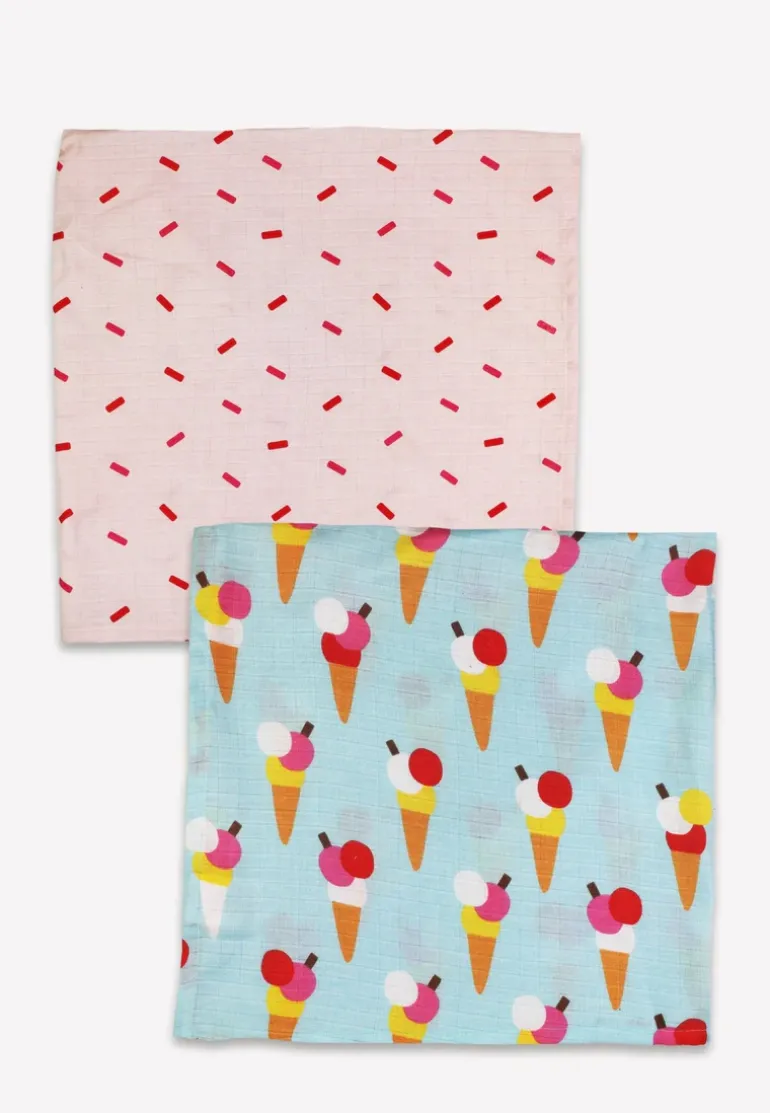 Organic Ice Cream Cones Print 2 Pack Muslins