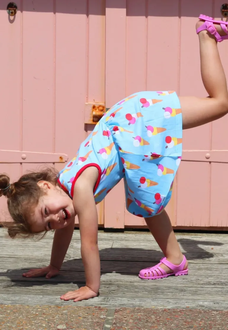 Organic Ice Cream Cones Print Summer Dress