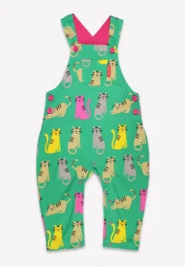 Organic Kitten Print Dungarees