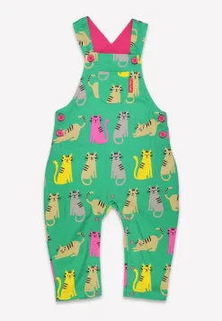 Organic Kitten Print Dungarees