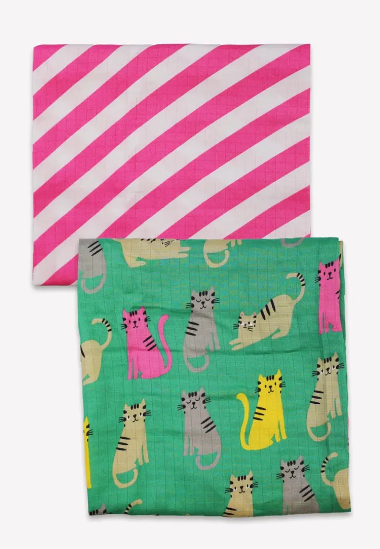 Organic Kitten Print Muslin 2-Pack