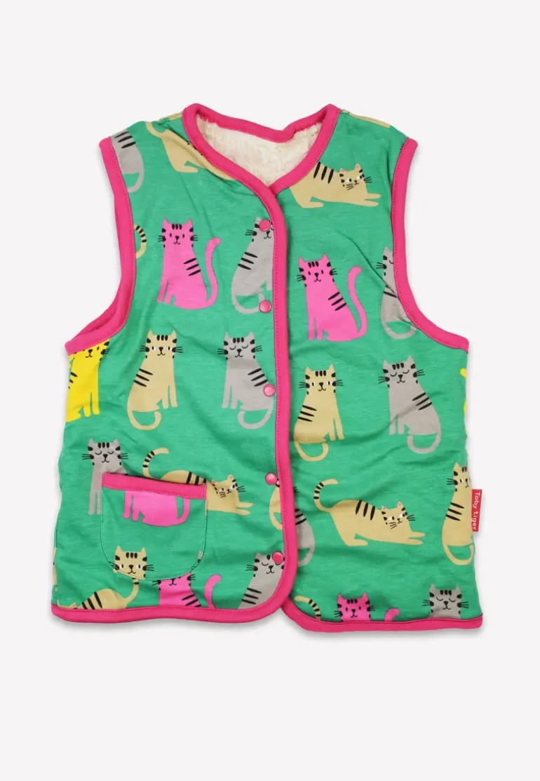 Organic Kitten Print Reversible Gilet