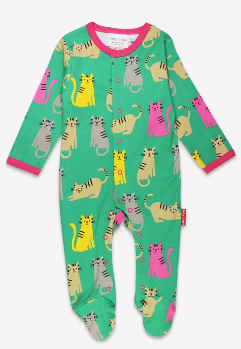 Organic Kitten Print Sleepsuit
